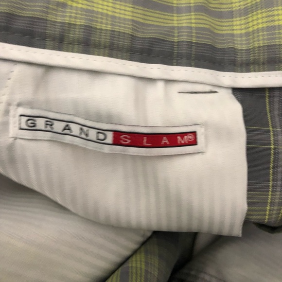 Grand Slam Mens Golf Shorts Gray Plaid Flat Front Size 36 Polyester - Picture 10 of 11